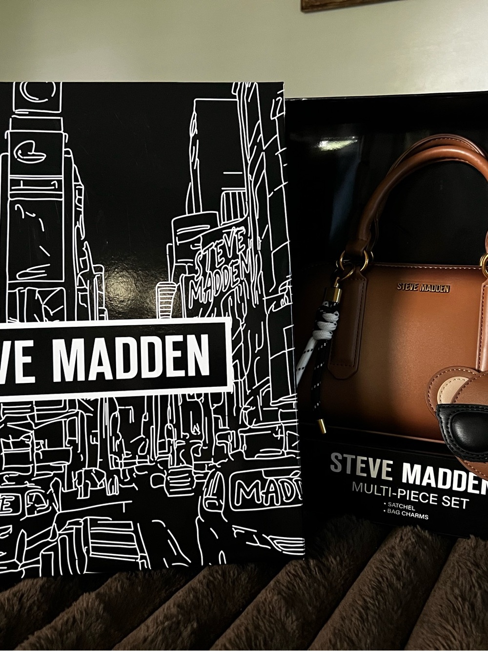 Steve Madden Cognac Brown Faux Leather Top-Handle Hand Bag